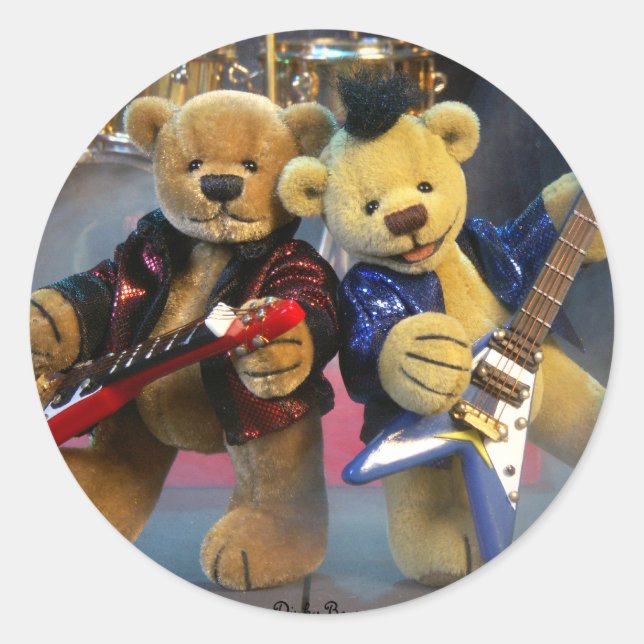 Sticker Rond Dinky Bears Guitare Duet (Devant)