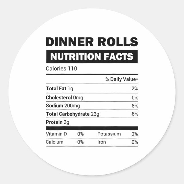 Sticker Rond Dinner Rolls Nutrition Facts Family Matching Chris (Devant)