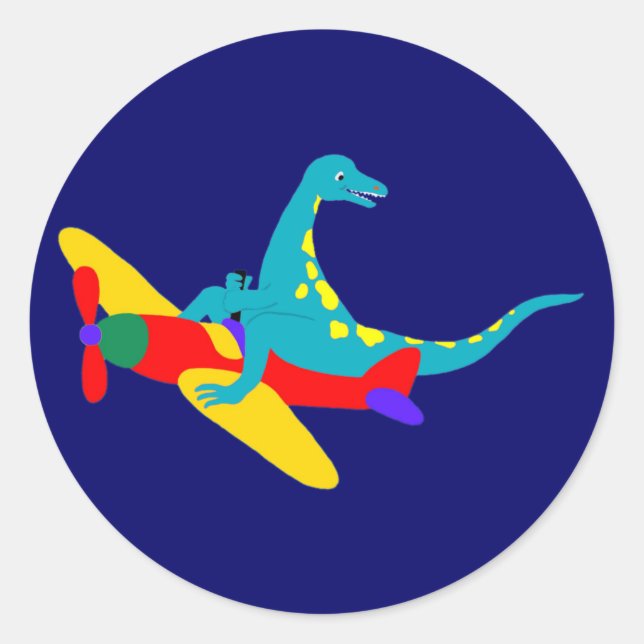 Sticker Rond Dino Aviator (Devant)