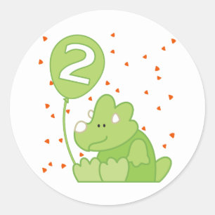 Sticker Rond Dino Baby 2e anniversaire
