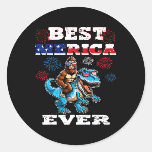 Sticker Rond Dino Bigfoot 4 juillet 1776 Garçons Drapeau Améric