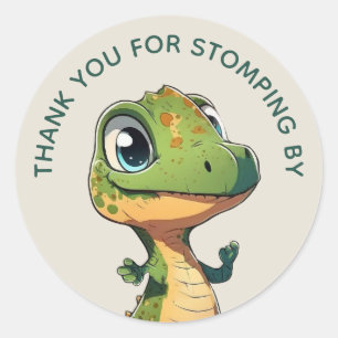 Sticker Rond Dino dinomite party. Dinosaur anniversaire merci