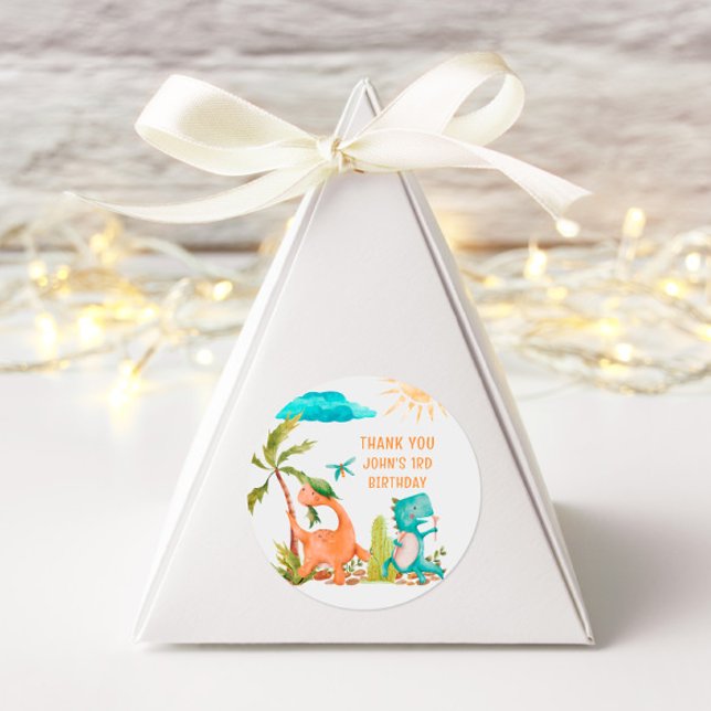 Sticker Rond Dino Dinosaur Rex Douche d'anniversaire (Créateur téléchargé)