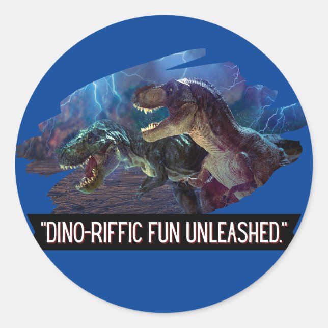 Sticker Rond dino - formidable fondu (Devant)