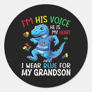Sticker Rond Dino Je Suis Sa Voix Il Est Mon Cœur Je Porte Du B