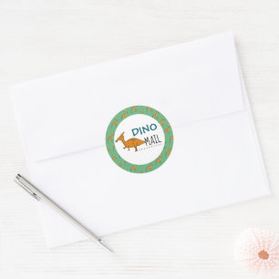 Sticker Rond Dino Mail, Dinosaur