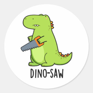 Sticker Rond Dino-scie Funny Dinosaur Tool Pun