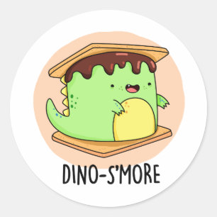 Sticker Rond Dino-smore Dinosaure Dinosaure Smore Pun