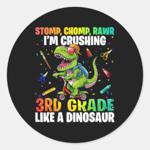 Sticker Rond Dinosaur 3e année Retour à l'école Premier jour de