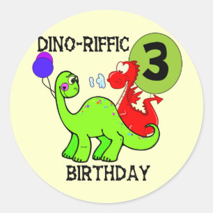 Sticker Rond Dinosaur 3ème Anniversaire Tshirts et cadeaux