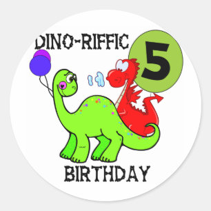 Sticker Rond Dinosaur 5e anniversaire T-shirts et cadeaux