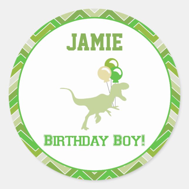Sticker Rond Dinosaur Anniversaire Cupcake Toppers/Stickers (Devant)