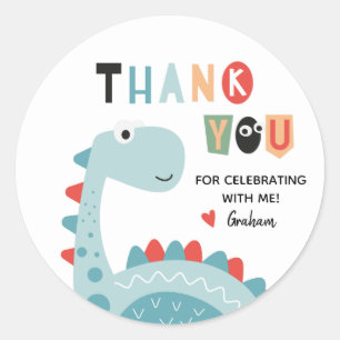 Sticker Rond Dinosaur Anniversaire Merci