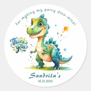 Sticker Rond Dinosaur Aquarelle Merci