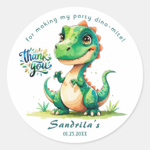 Sticker Rond Dinosaur Aquarelle Merci