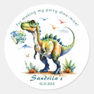 Sticker Rond Dinosaur Aquarelle Merci