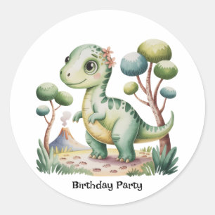 Sticker Rond Dinosaur Aventure Boy's Birthday Party