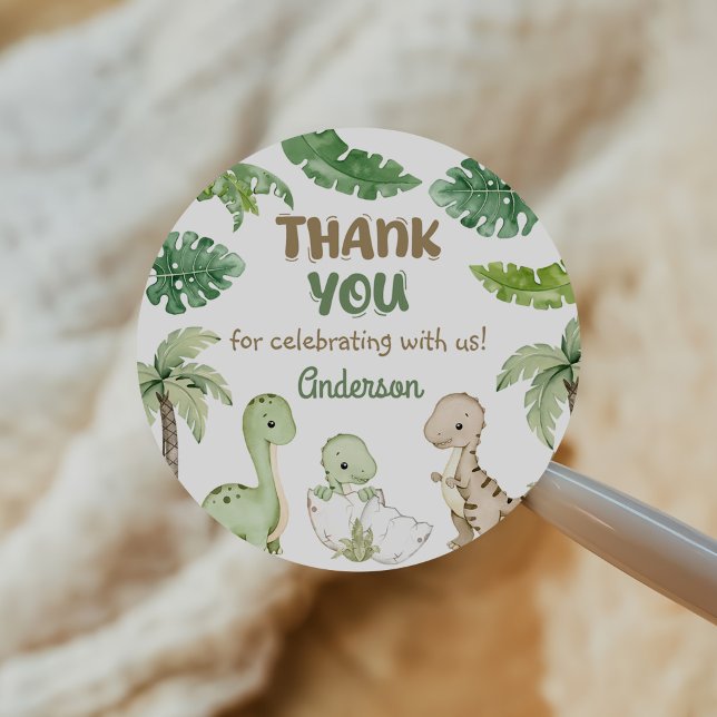 Sticker Rond Dinosaur Boy Green 1er anniversaire (Créateur téléchargé)