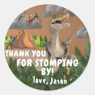 Sticker Rond Dinosaur Cool de fête T rex merci