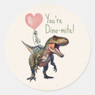 Sticker Rond Dinosaur Dino-mite Classroom Valentine