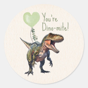 Sticker Rond Dinosaur Dino-mite Green Classroom Valentine