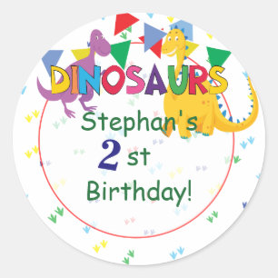 Sticker Rond Dinosaur et Knight Anniversaire collants