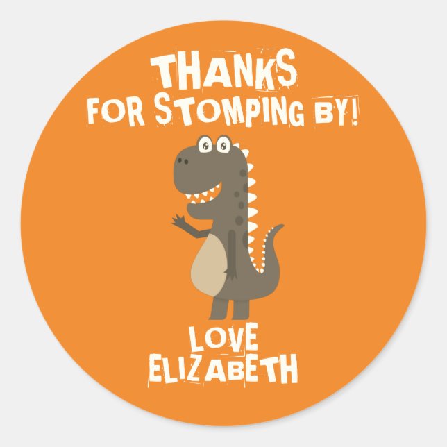 Sticker Rond Dinosaur fête d'anniversaire (Devant)