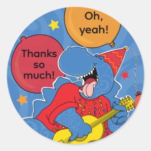 Sticker Rond Dinosaur fête d'anniversaire
