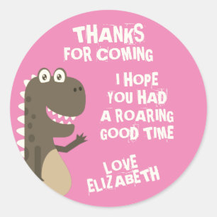 Sticker Rond Dinosaur fête d'anniversaire