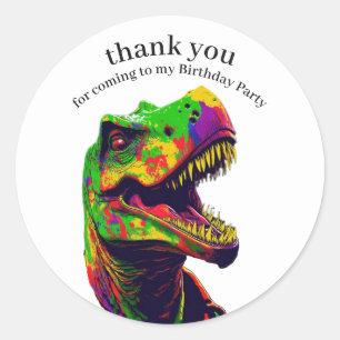 Sticker Rond Dinosaur Joyeux anniversaire garçon Merci