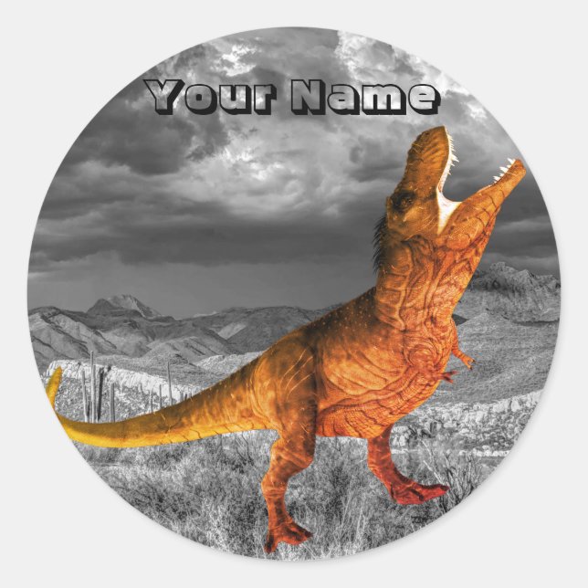 Sticker Rond Dinosaur Jurassic Nom du parc Belle (Devant)