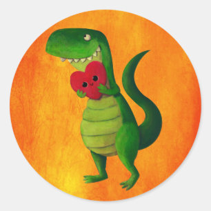 Sticker Rond Dinosaur Love