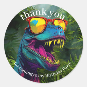 Sticker Rond Dinosaur Merci Cool jungle violet