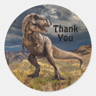 Sticker Rond Dinosaur Merci Party Jurassic Park
