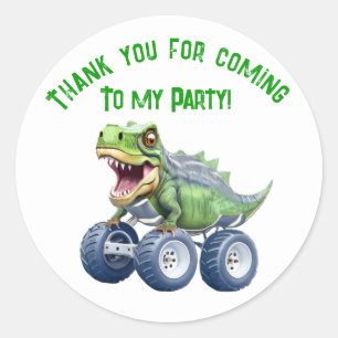 Sticker Rond Dinosaur monstre camion anniversaire personnalisé