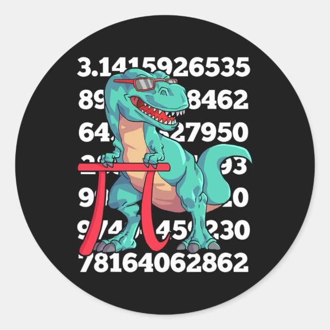 Sticker Rond Dinosaur Pi Day T Rex Funny Math 3.14 Teacher Stud (Devant)