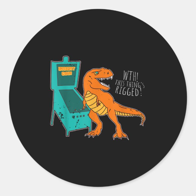 Sticker Rond Dinosaur Pinball Wizard Arcade Machine Player Pict (Devant)