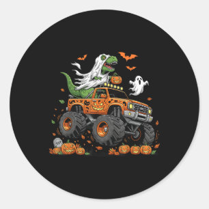Sticker Rond Dinosaur T-rex équitation Monster Camion Halloween