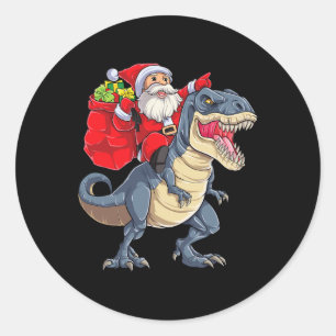 Sticker Rond Dinosaur T Rex Noël Santa Garçons Hommes Filles Xm