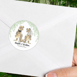 Sticker Rond Dinosaur thème Mariage personnalisé