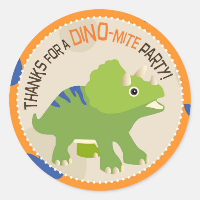 Sticker Rond Dinosaur Triceratops Anniversaire Cupcake TopÉtiqu (Devant)