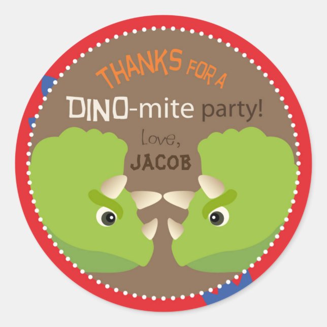 Sticker Rond Dinosaur Triceratops Anniversaire Cupcake TopÉtiqu (Devant)