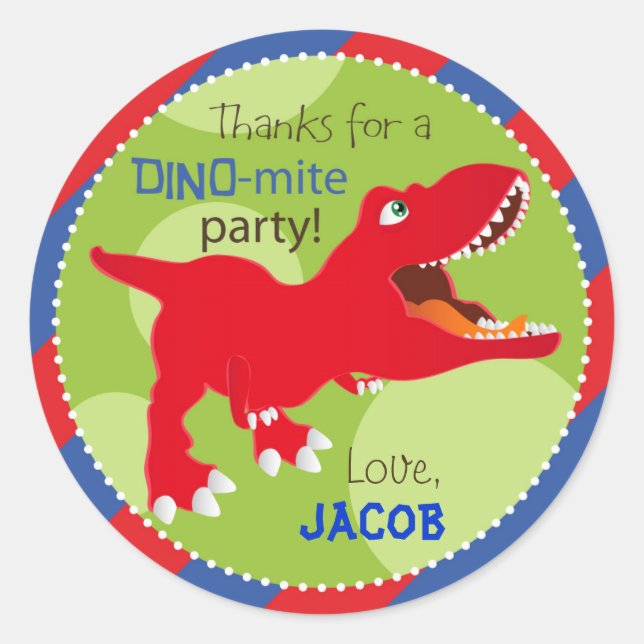 Sticker Rond Dinosaur Tyrannosaurus Rex Anniversaire Cupcake To (Devant)