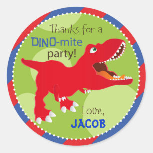 Sticker Rond Dinosaur Tyrannosaurus Rex Anniversaire Cupcake To
