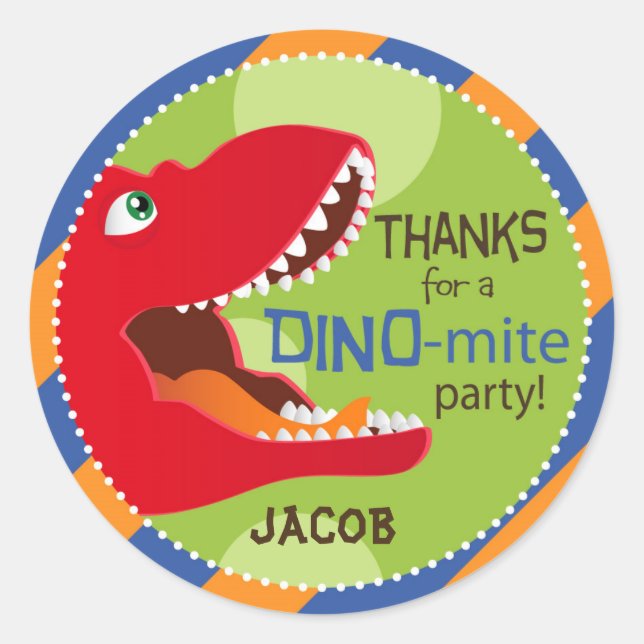 Sticker Rond Dinosaur Tyrannosaurus Rex Anniversaire Cupcake To (Devant)