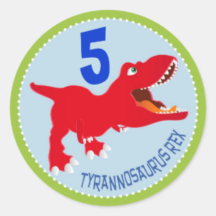 Sticker Rond Dinosaur Tyrannosaurus Rex Anniversaire Cupcake To