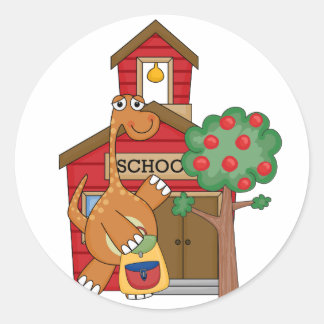 Sticker Rond Dinosaure à l'école t-shirts et cadeaux