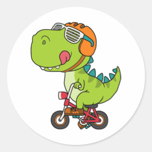 Sticker Rond dinosaure à vélo