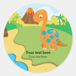 Sticker Rond Dinosaure adorable