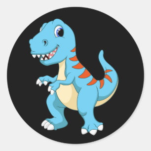 Sticker Rond Dinosaure animé coloré